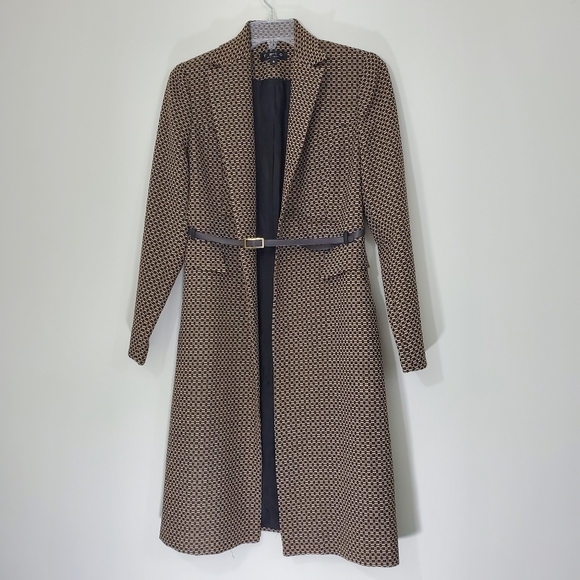 Trio New York Brown on Tan  Buttonless Jacket Coat, Size 4 - Picture 1 of 11